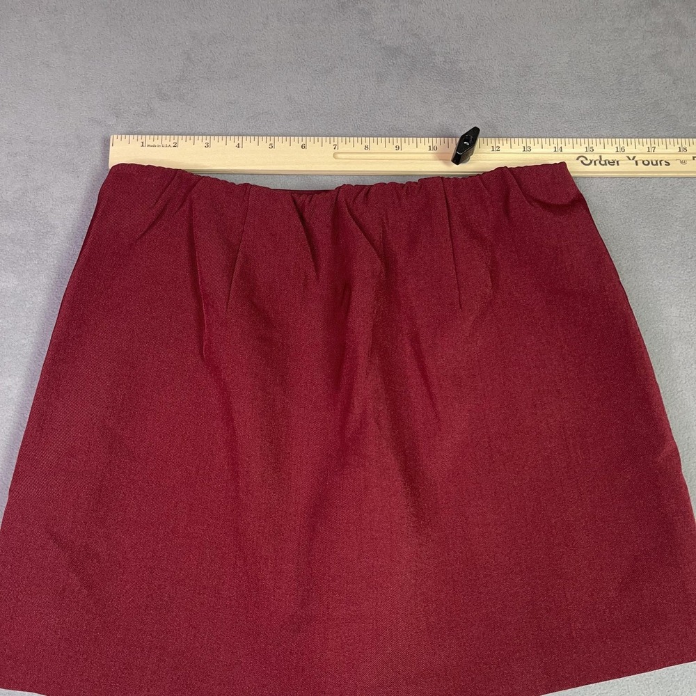 J.Crew Factory Skort Womens 2 Burgundy Stretch Twill Elastic Waist Mini Side Zip - Picture 9 of 12